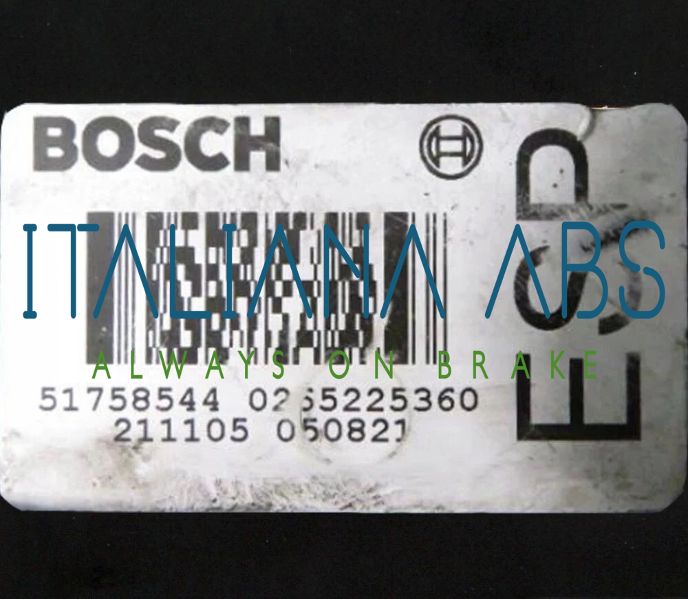 Centralina ABS Alfa Romeo, codici identificativi: 0265225360 51758544 0265950165