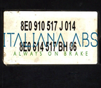 Centralina ABS AUDI, codici identificativi: 0265950473 8E0910517J 8E0614517BH