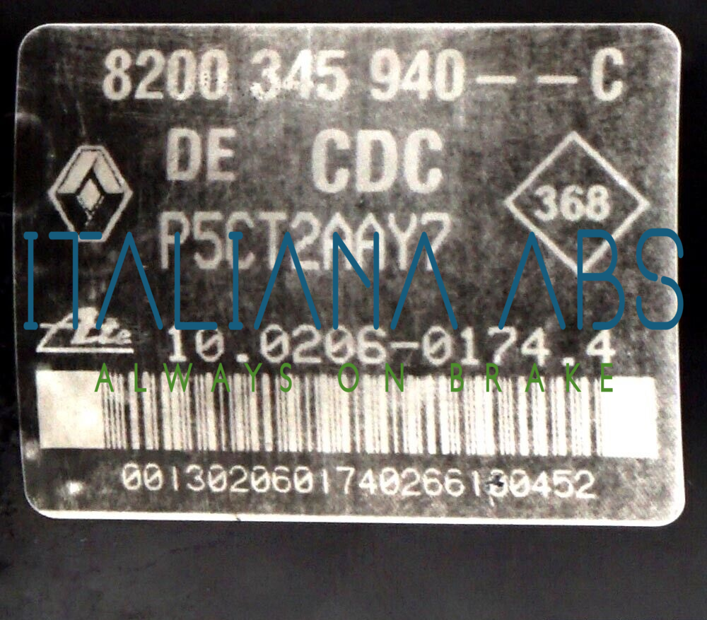 Centralina ABS RENAULT, codici identificativi: 10020601744 8200345940C 10096014283