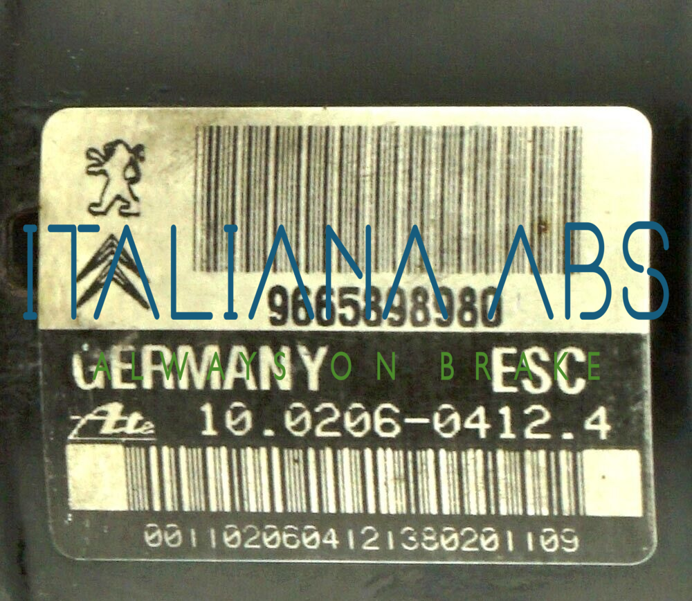 Centralina ABS PEUGEOT, codici identificativi: 10020604124 9665898980 10096039233