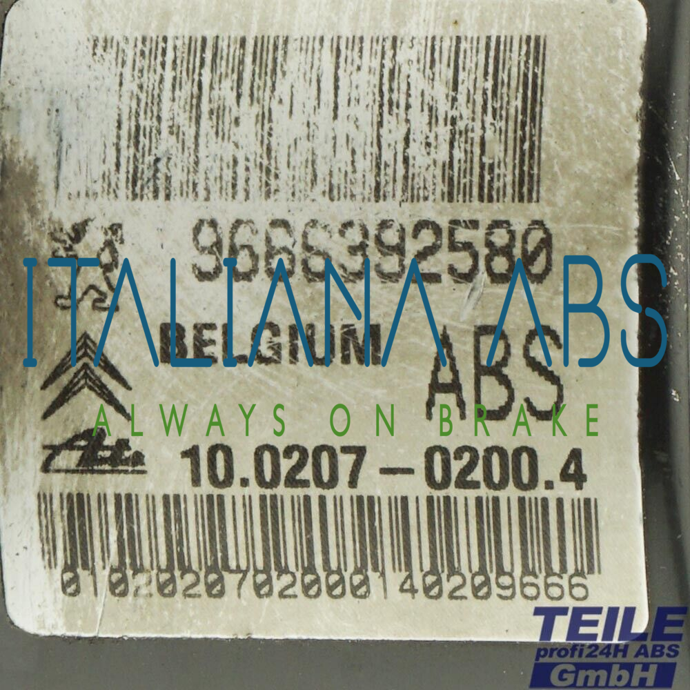 Centralina ABS PEUGEOT, codici identificativi: 10020702004 10097011673 9666392580