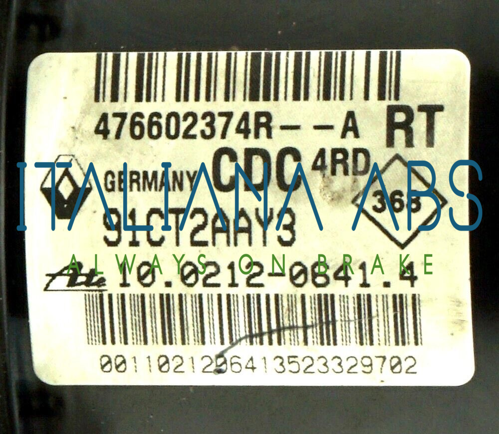 Centralina ABS RENAULT, codici identificativi: 10021206414 476602374R 10096114653