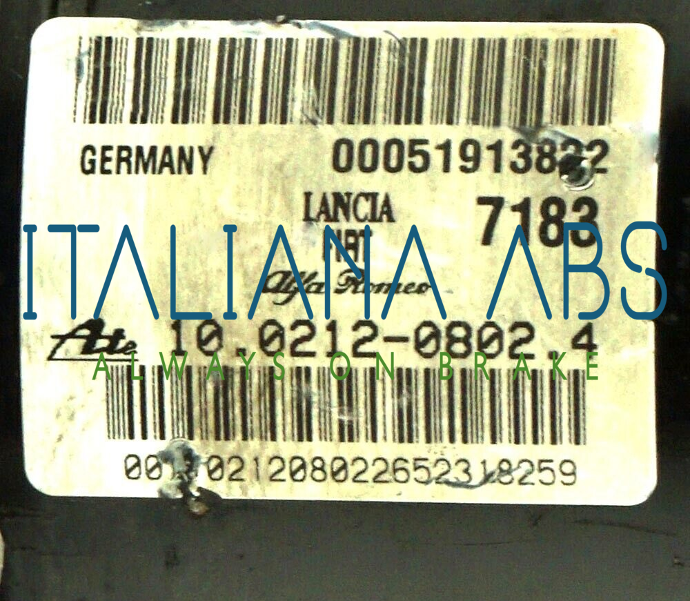 Centralina ABS Alfa Romeo codici identificativi: 10021208024 10096128093 00051913822