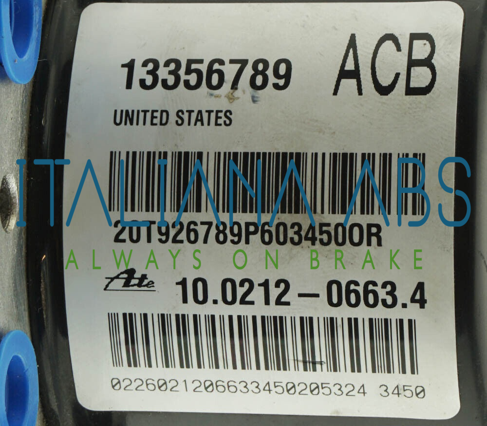 Centralina ABS OPEL, codici identificativi: 13356789 10096145223 10021206634