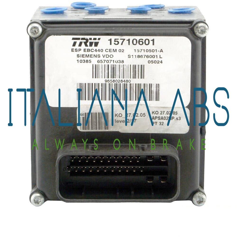 Centralina ABS PEUGEOT, codici identificativi: 15710601 S118676001L 9658028480