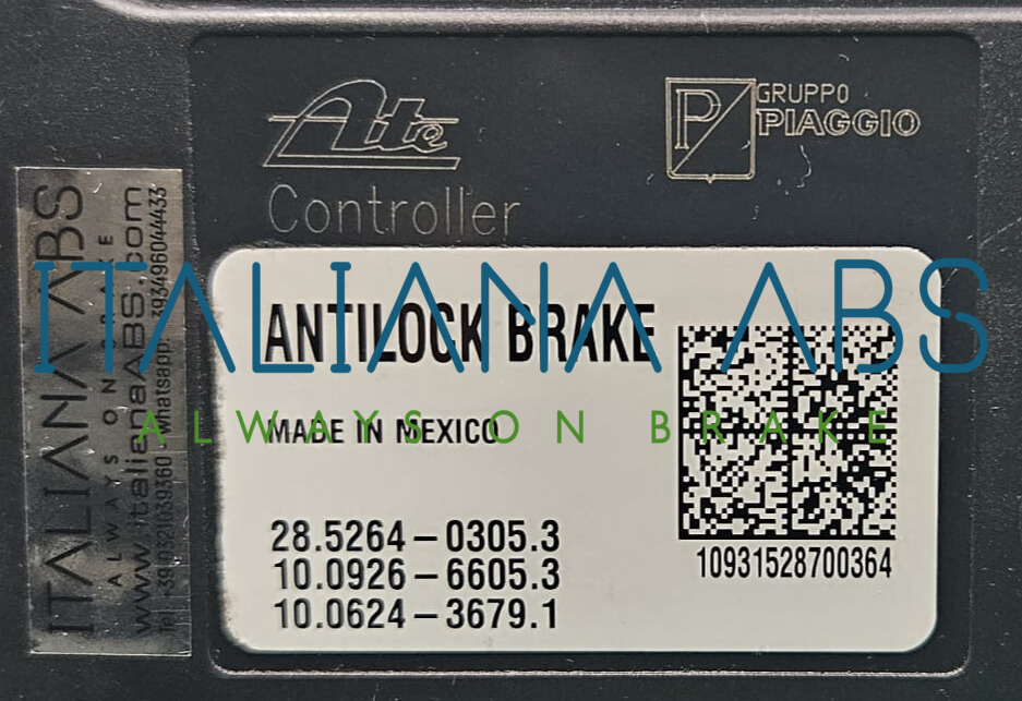 Centralina ABS PIAGGIO, codici identificativi: 1E001693 10039944844 10092666053