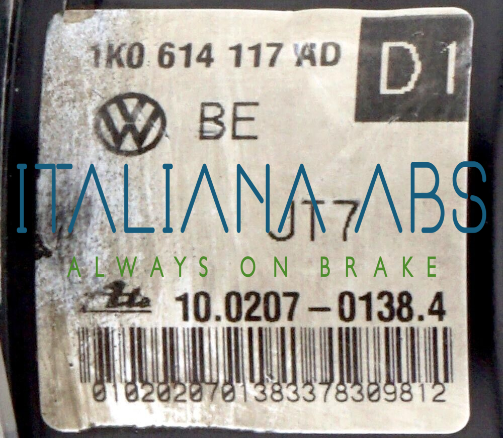 Centralina ABS AUDI, codici identificativi: 1K0614117AD 1K0907379AF 10097003213