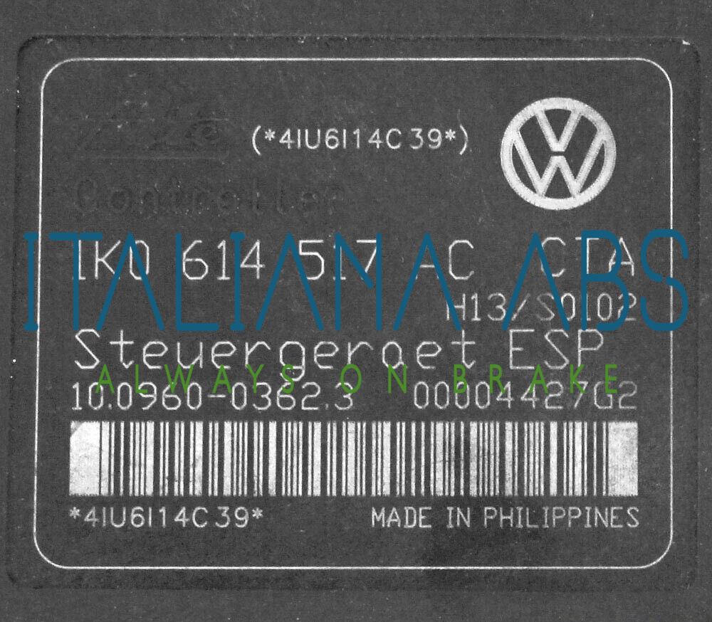 Centralina ABS VW, codici identificativi: 1K0614517AC 10039928624 10096003623