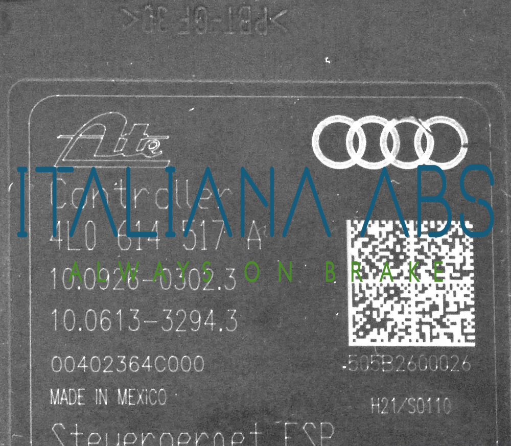 Centralina ABS AUDI, codici identificativi: 4L0614517A 10092603023 10021200184