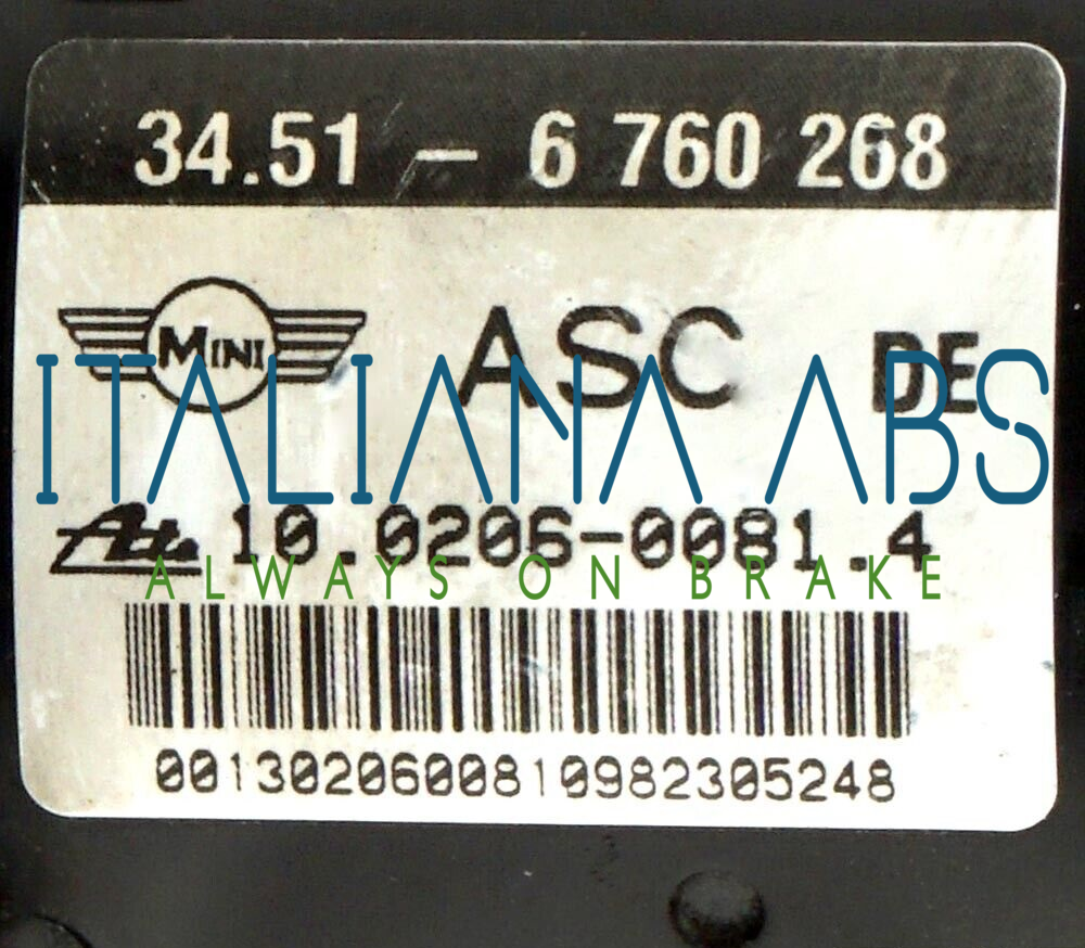 Centralina ABS MINI, codici identificativi: 34516760268 6750269 10096008683