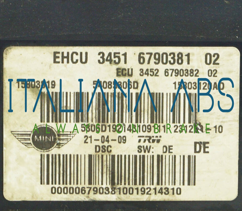 Centralina ABS MINI, codici identificativi: 34516790381 34526790382 15803819