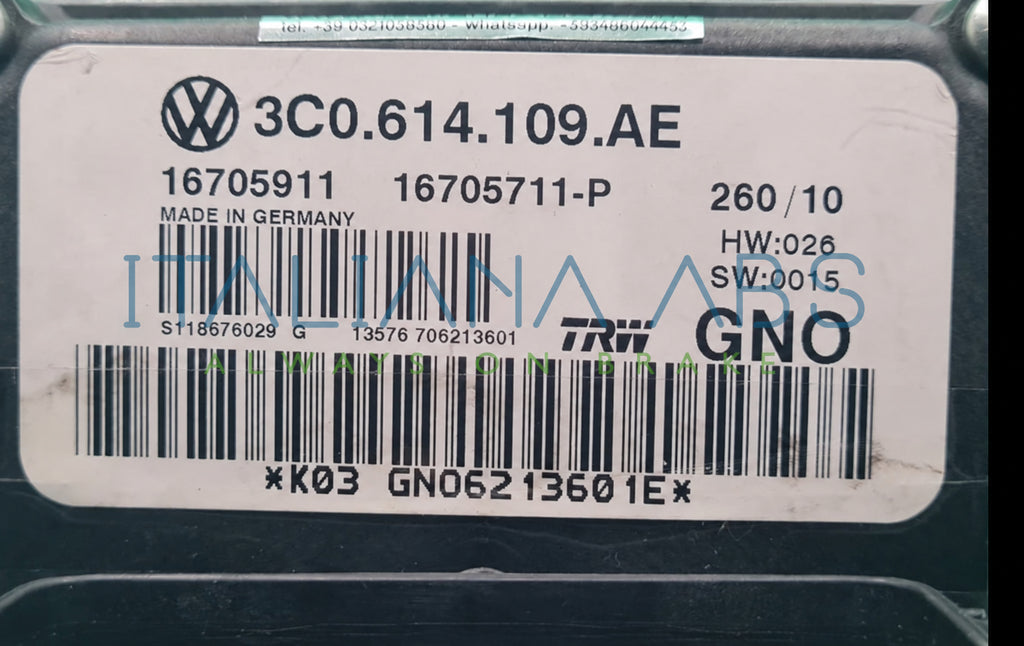 Centralina ABS Volkswagen 3C0614109AE 16705911 16705711-P - foto 4 con filigrana centrale ItalianaABS
