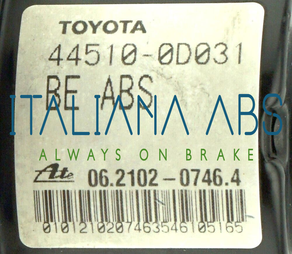 Centralina ABS TOYOTA, codici identicativi: 445100D031 06210907463 895410D040