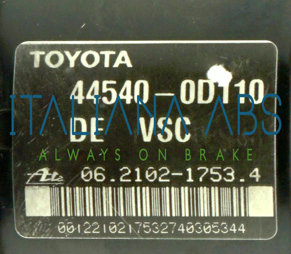 Centralina ABS TOYOTA, codici identificativi: 445400D110 06210217534 06210958563