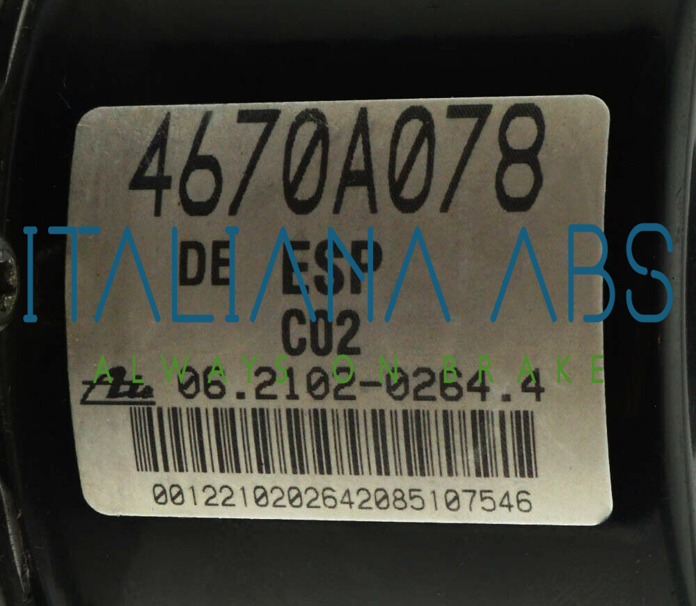 Centralina ABS MITSUBISHI, codici identificativi: 4670A078 06210202644 06210904313