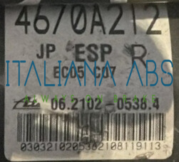 Centralina ABS MITSUBISHI, codici identificativi: 4670A212 06210205384 06210951673