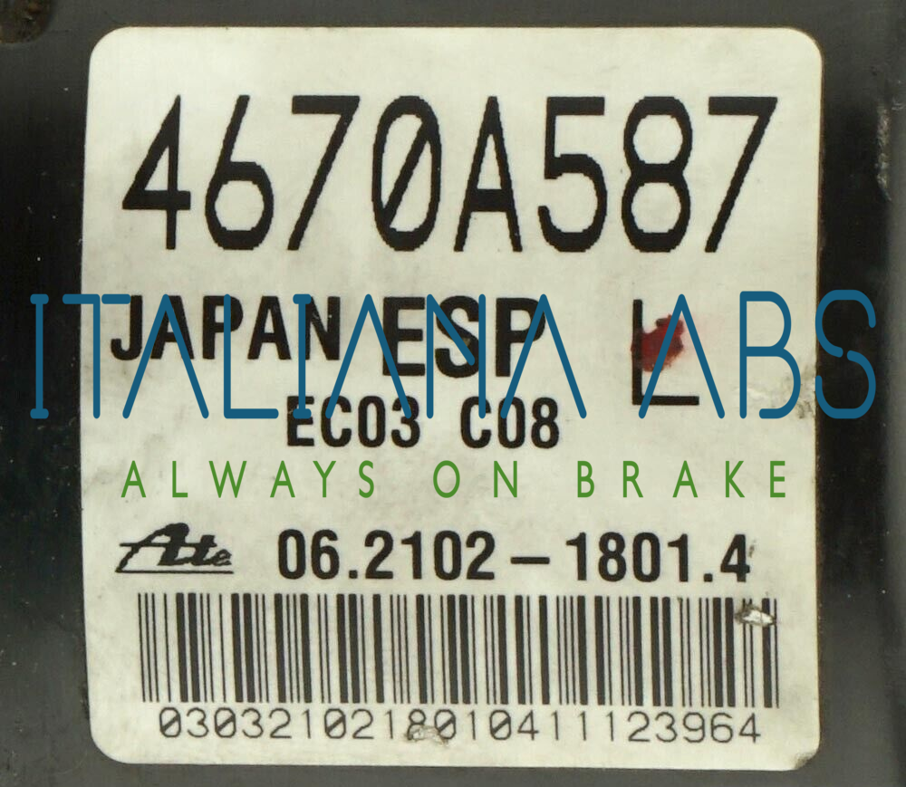 Centralina ABS MITSUBISHI, codici identificativi: 4670A587 06210958133 06261337071