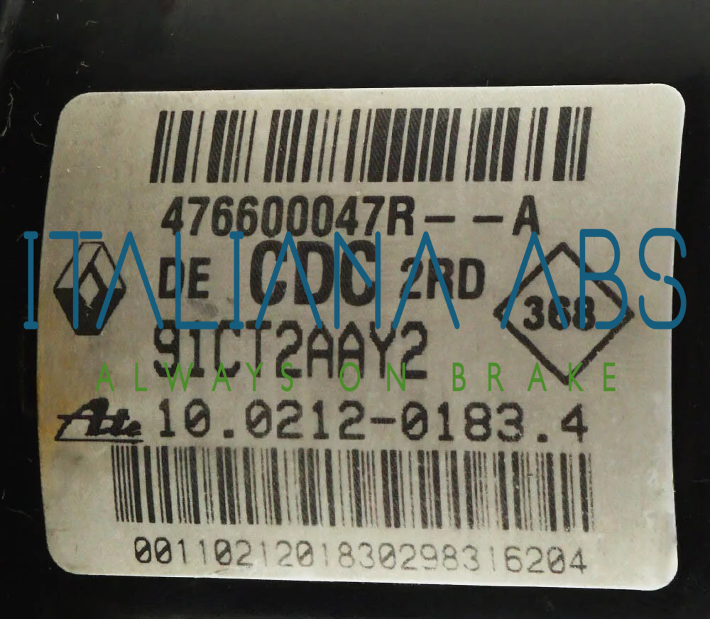 Centralina ABS RENAULT, codici identificativi: 476600047R 10096114193 10021201834