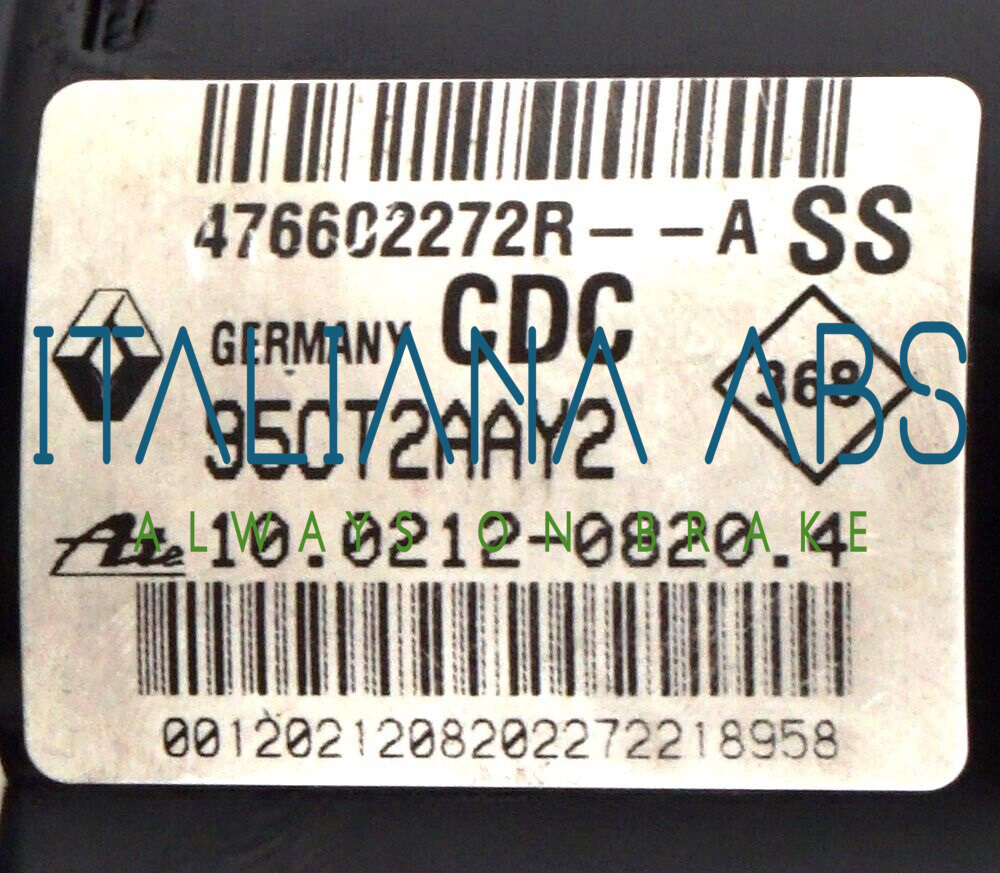Centralina ABS RENAULT, codici identificativi: 476602272R 28561258023 10096114763