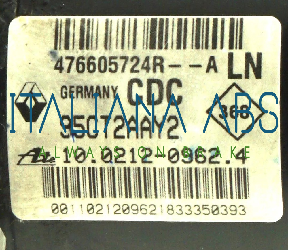 Centralina ABS RENAULT, codici identificativi: 476605724R 10021209624 10096114793