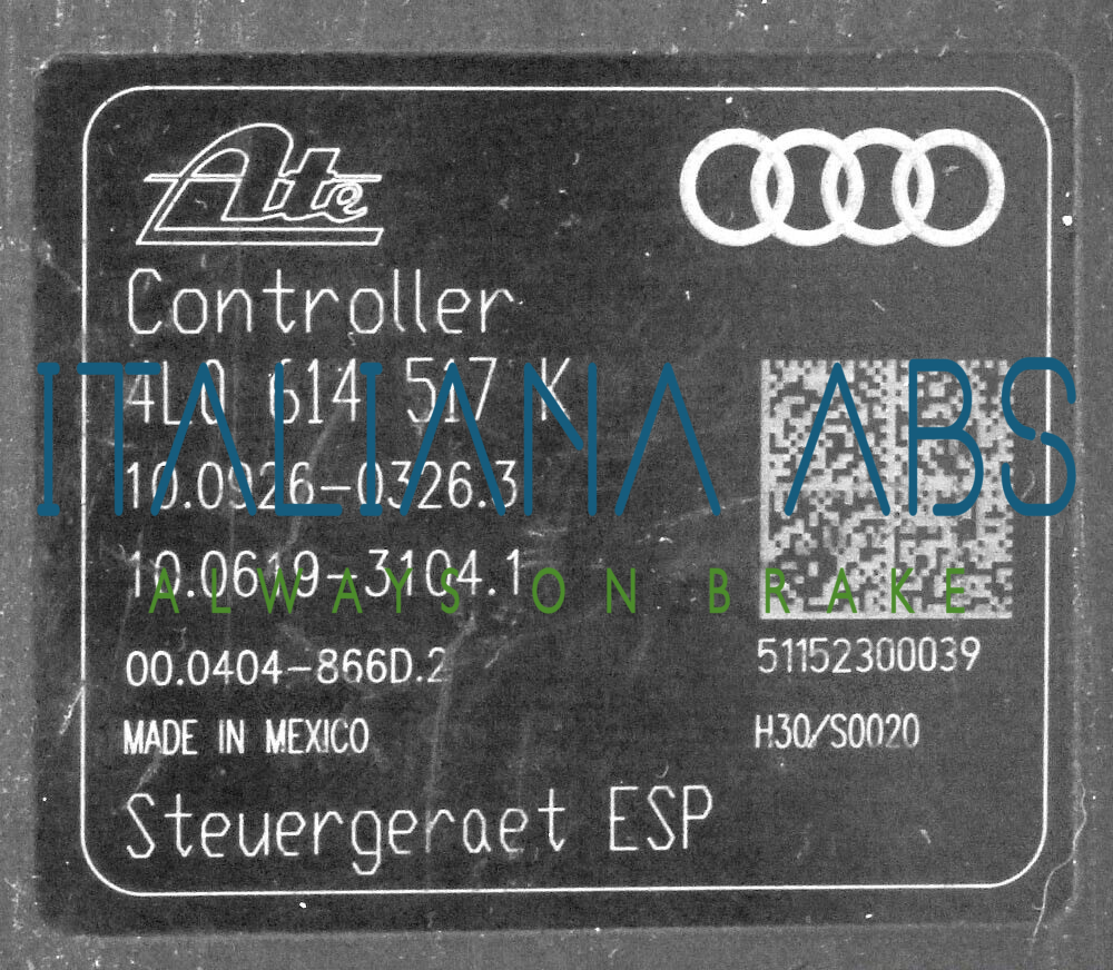 Centralina ABS AUDI, codici identificativi: 4L0614517K 10039938074 10092603263