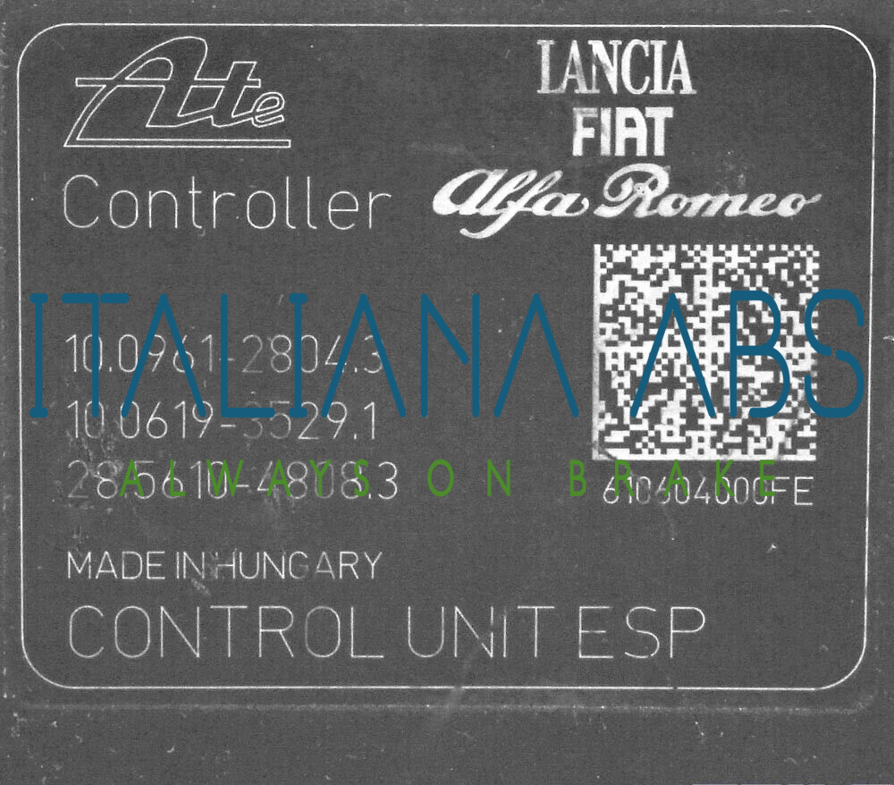 Centralina ABS Alfa Romeo, codici identificativi: 51775126 10096128043 10021205524