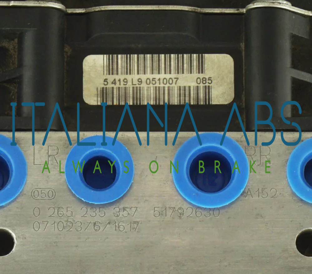 Centralina ABS Alfa Romeo, codici identificativi: 51792630 0265235357 0265950711