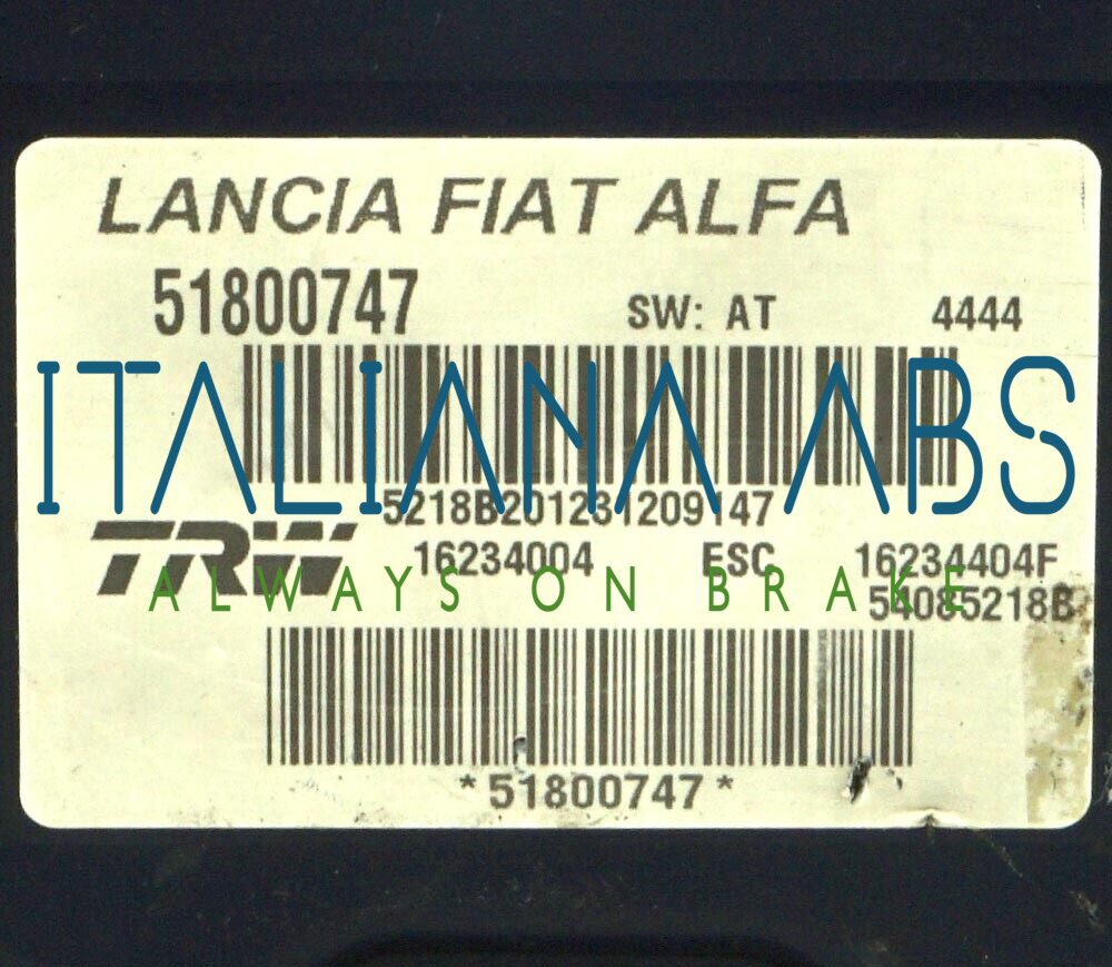 Centralina ABS FIAT, codici identificativi: 51800747 16234004 16234404F 54085218B