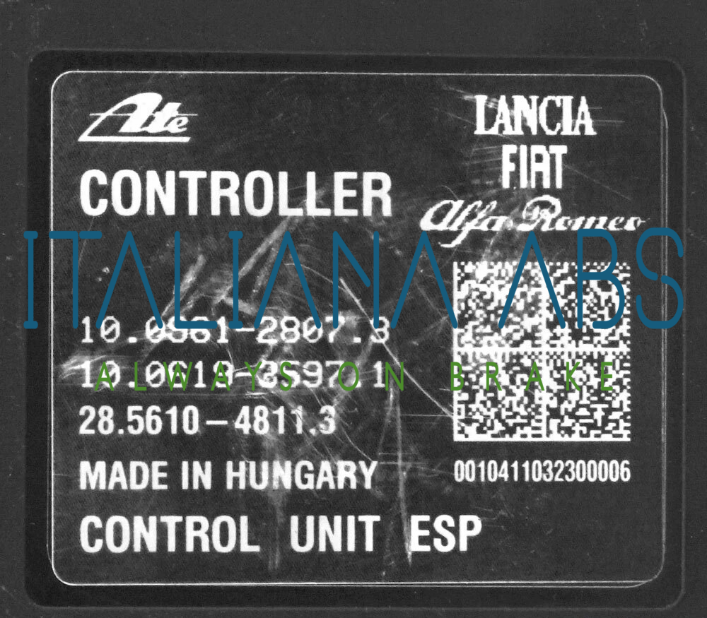 Centralina ABS Alfa Romeo, codici identificativi: 51898163 10021206704 10096128073