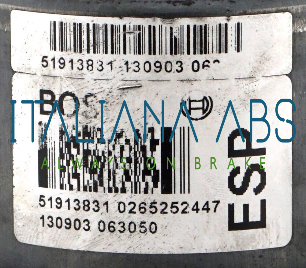 Centralina ABS FIAT, codici identificativi: 51913831 0265252447 0265952099