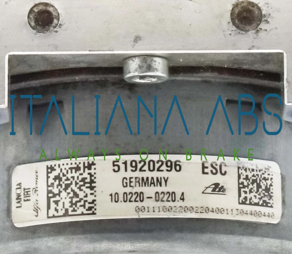 Centralina ABS FIAT Alfa Romeo: codici identificativi: 51920296 10022002204 10091528033