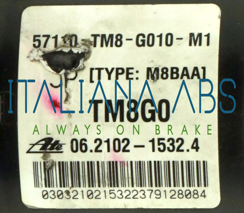 Centralina ABS HONDA, codici identificativi: 57110TM8G010M1 TM8G0 06210215324