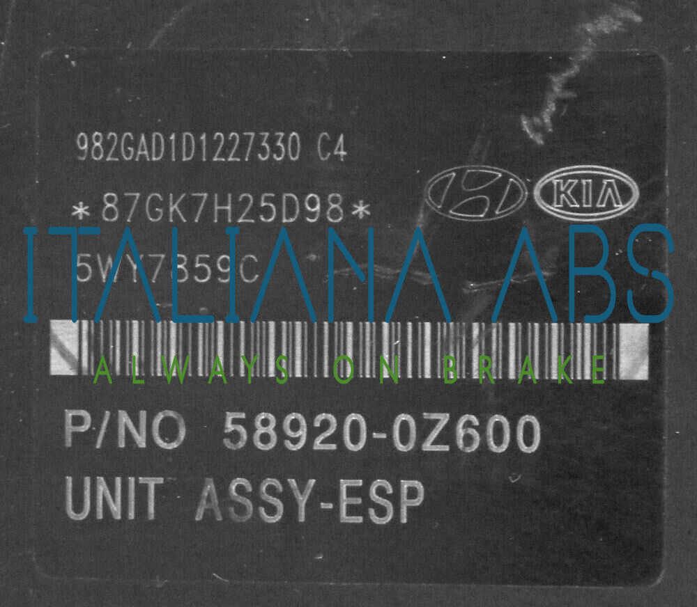 Centralina ABS KIA, codici identificativi: 589200Z600 BH60139800