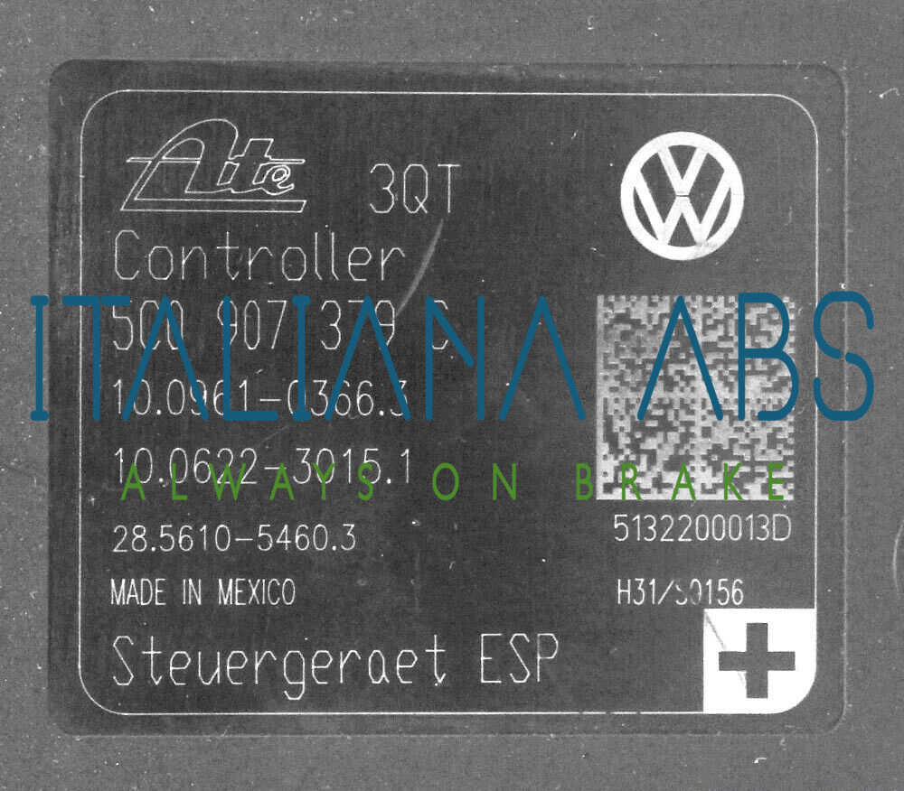 Centralina ABS VW, codici identificativi: 5C0614517B 3QT 5C0907379C 10096103663
