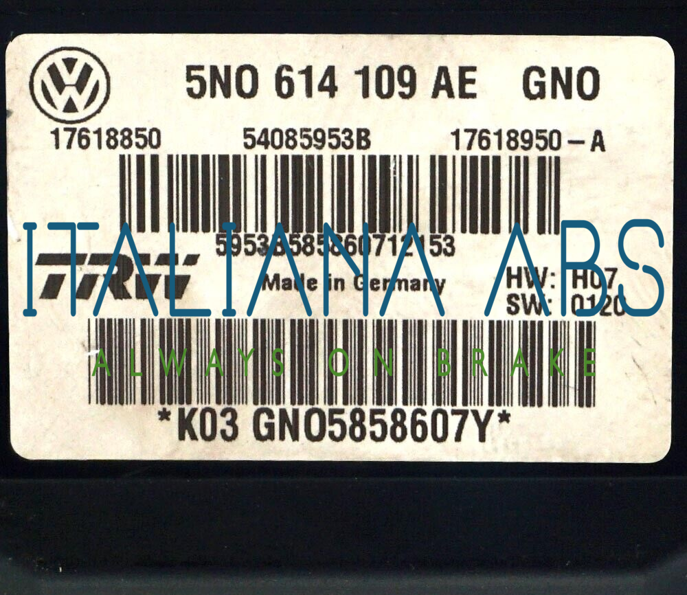 Centralina ABS AUDI, codici identificativi: 5N0614109AE 17618850 54085953B