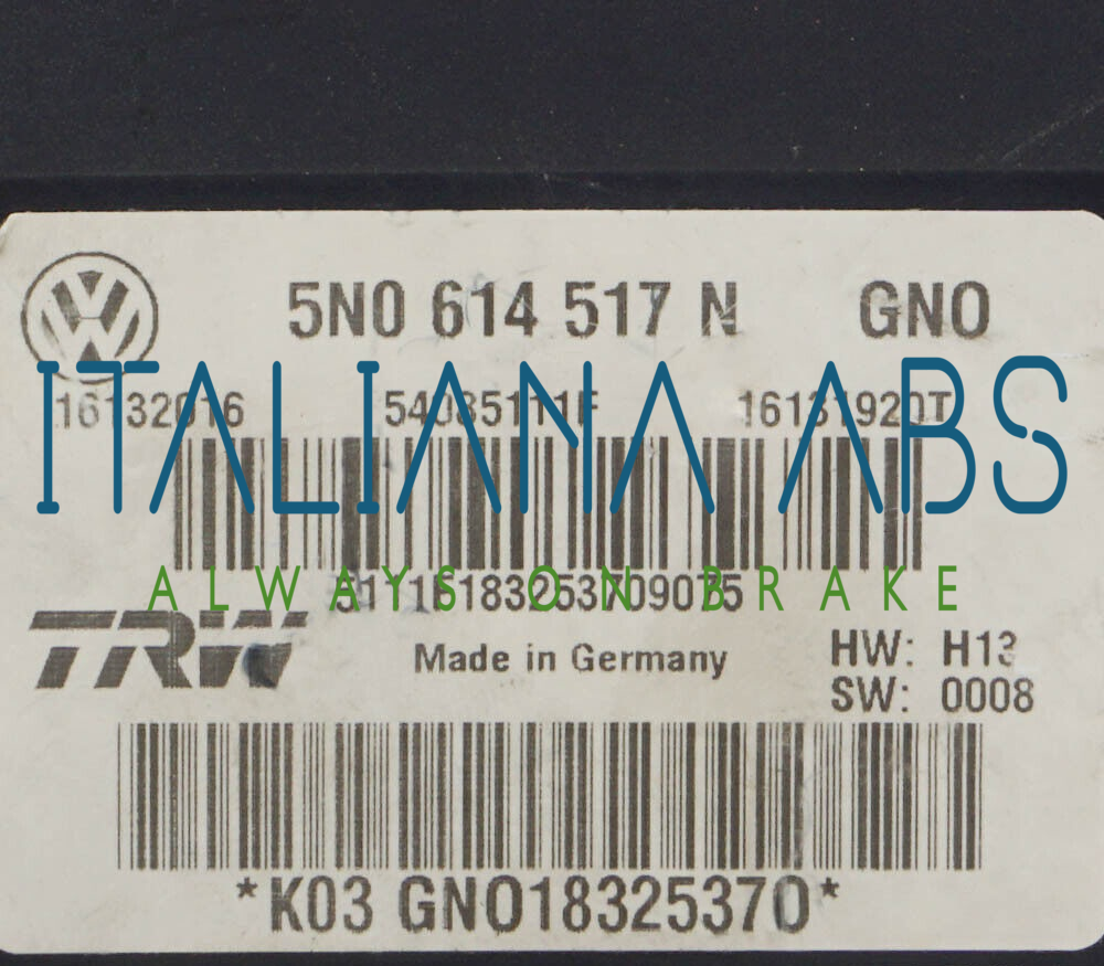 Centralina ABS VW, codici identificativi: 5N0614517N 16132016 54085111F 16131920T