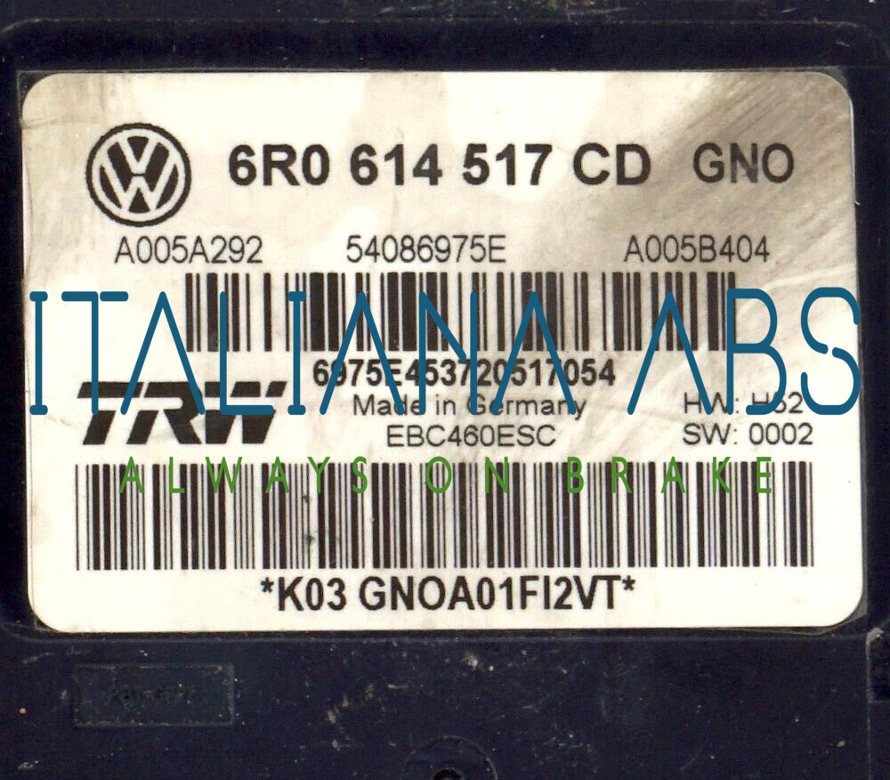 Centralina ABS SKODA, codici identificativi: 6R0614517CD A005A292 54086975E
