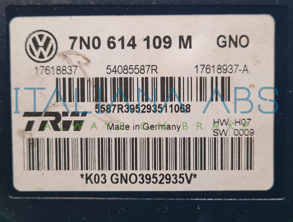 Centralina ABS Volkswagen Seat 7N0614109M 17618837 54085587R - Foto 5 con filigrana Italiana ABS