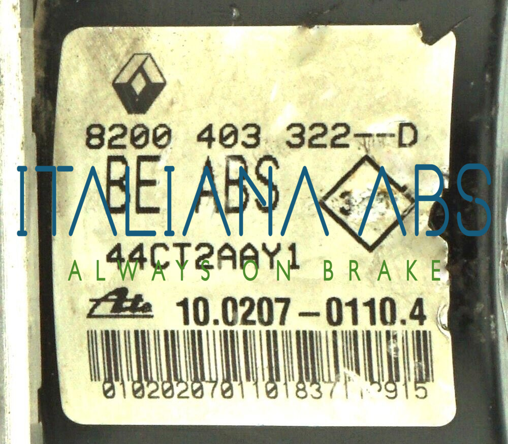 Centralina ABS RENAULT, codici identificativi: 8200403322D 10020701104 10097014083