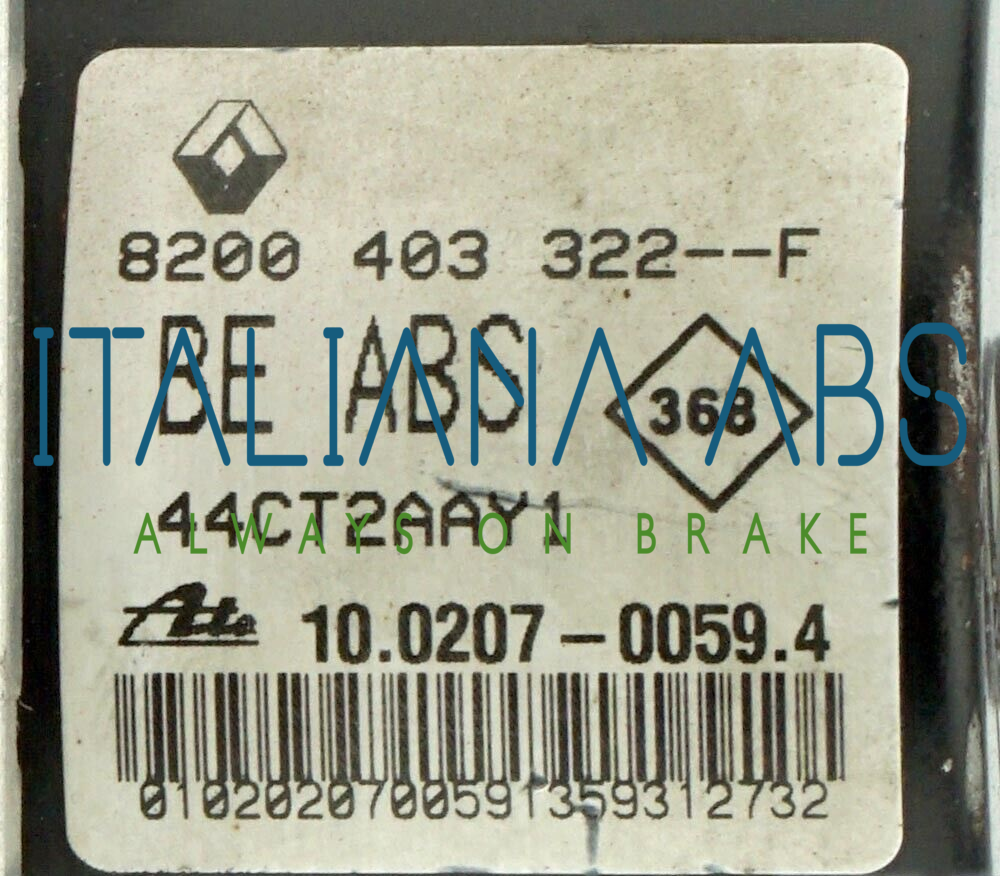 Centralina ABS RENAULT, codici identificativi: 8200403322F 10020700594 10097014093