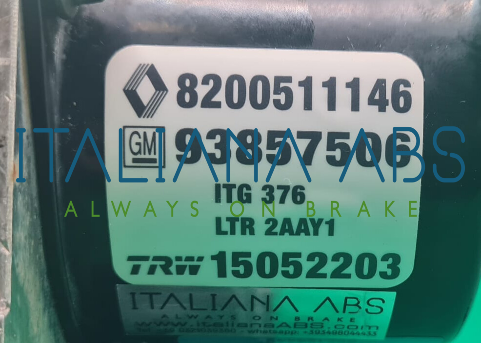 Centralina ABS RENAULT OPEL NISSAN, codici identificativi: 8200511146 93857506 15052203