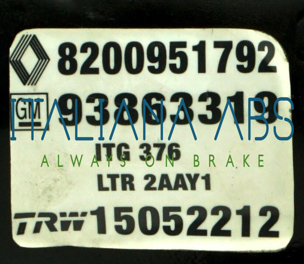 Centralina ABS RENAULT, codici identificativi: 8200951792 93863319 15052212