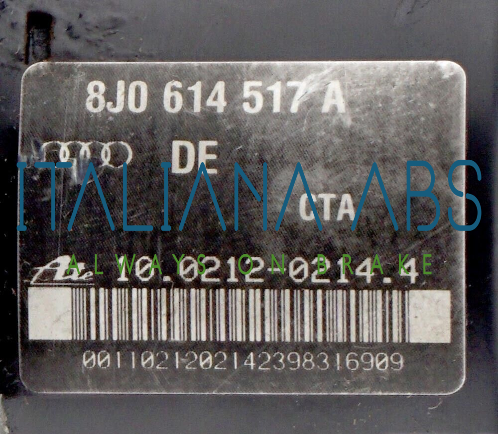 Centralina ABS AUDI, codici identificativi: 8J0614517A 10021202144 10096103233