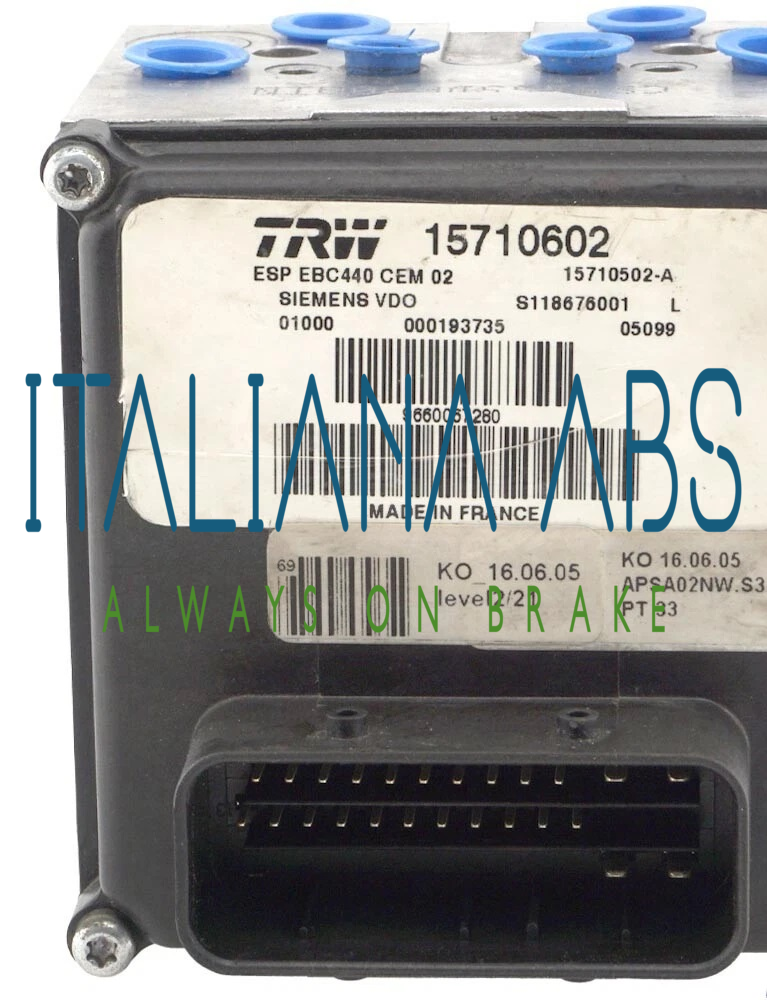 Centralina ABS PEUGEOT, codici identificativi: 9660067280 15710602 15710502A