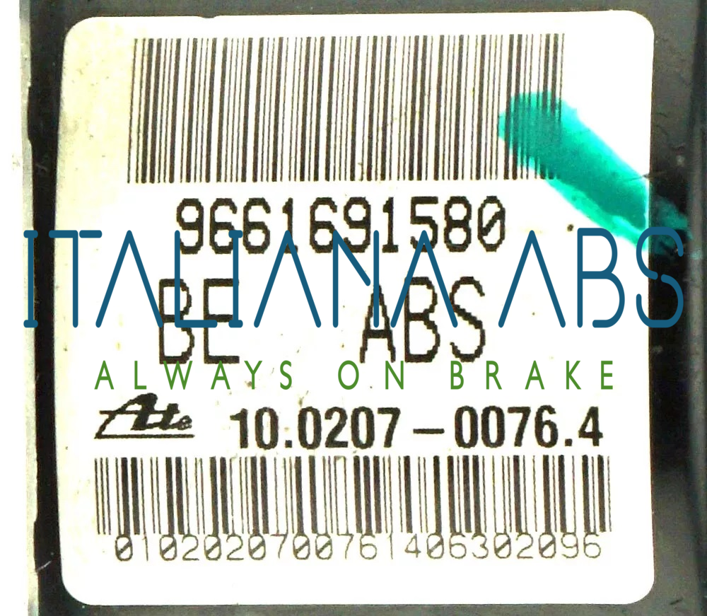Centralina ABS PEUGEOT, codici identificativi: 9661691580 10020700764 10097011313