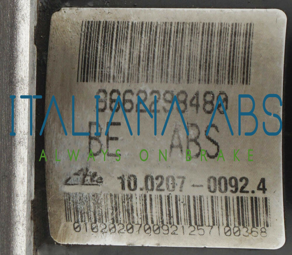 Centralina ABS PEUGEOT, codici identificativi: 9662298480 10020700924 10097011443