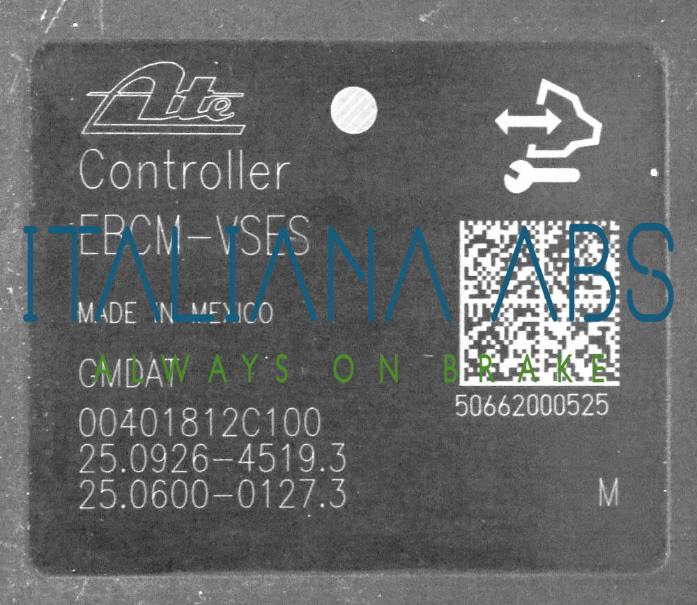 Centralina ABS CHEVROLET, codici identificativi: 96626091 CB 25021201904 25092645193