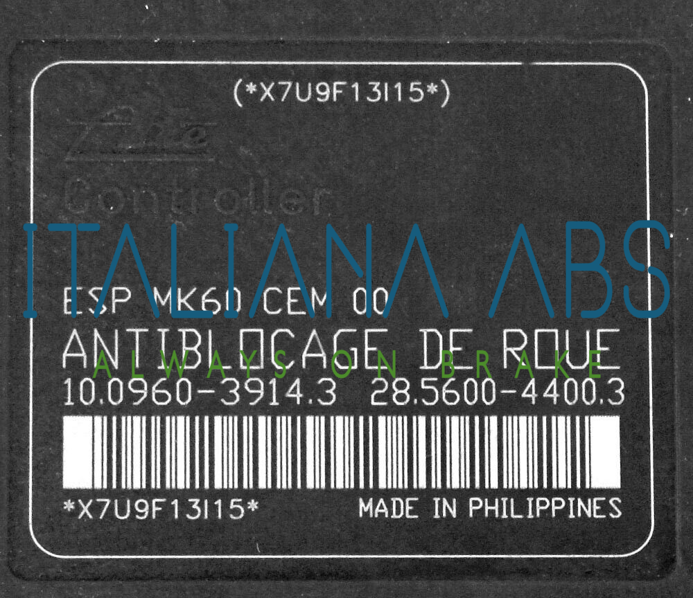 Centralina ABS PEUGEOT, codici identificativi: 9665344980 10020603884 10096039143