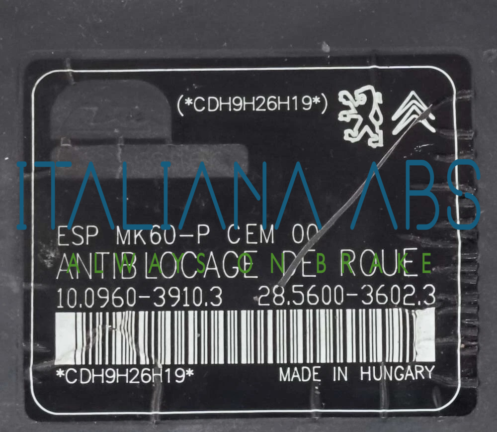 Centralina ABS CITROEN, codici identificativi: 9666392480 10020604054 10096039103