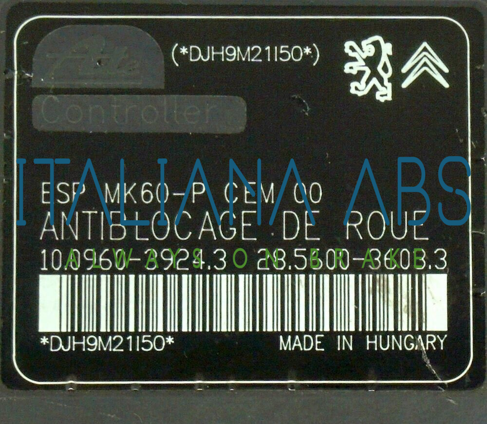 Centralina ABS CITROEN, codici identificativi: 9666999580 10020604144 10096039243